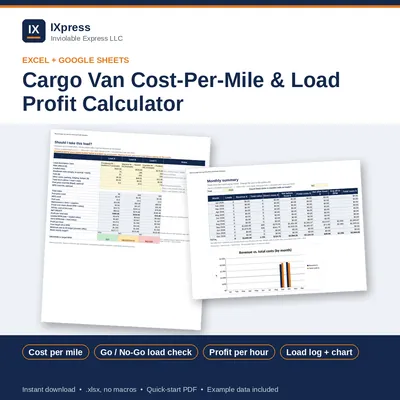 Cover of Cargo Van Cost-Per-Mile & Load Profit Calculator