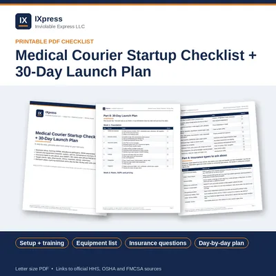 Cover of Medical Courier Startup Checklist + 30-Day Launch Plan